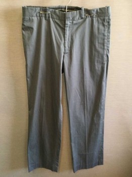 Mens, Slacks, THEORY, Gray, Cotton, Polyester, Solid, 30, 32, Flat Front, Zip Fly, Back Welt Pockets