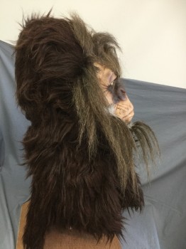 Unisex, Walkabout, MTO, Dk Brown, Beige, Polyester, XXL, BIGFOOT Onesie, Head with Mask, Hands, Feet, Extra Fur Pieces, Head Has Chinstrap and Sits Above Wearer's Head
