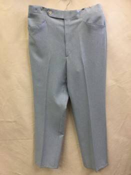 Mens, Pants, HAGGAR , Baby Blue, Polyester, Heathered, Ins:34, W:34, Flat Front, Button Tab, Zip Fly, 4 Pockets,