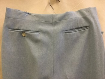 Mens, Pants, HAGGAR , Baby Blue, Polyester, Heathered, Ins:34, W:34, Flat Front, Button Tab, Zip Fly, 4 Pockets,