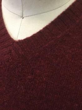 Mens, Sweater Vest, CLUB ROOM, Maroon Red, Wool, Solid, S, Knit, Pullover, V-neck