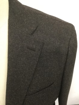 SUIT SUPPLY, Dk Brown, Wool, Heathered, Single Breasted, Collar Attached, Notched Lapel, 3 Pockets