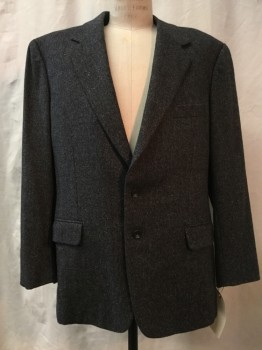 MTO SERJ TAILOR, Heather Gray, Black, Wool, Herringbone, Heather Gray & Black Herringbone, Notched Lapel, Collar Attached, 2 Buttons,  3 Pockets,
