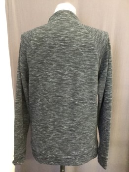 MARC ANTHONY, Black, Gray, Cotton, Polyester, Stripes - Static , Pull Over Sweat Shirt, Zip Neck, Mock Neck, Zip Chest Pocket