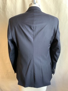 Mens, Suit, Jacket, LAUREN RALPH LAUREN, Midnight Blue, Wool, Solid, 38R, Single Breasted, Collar Attached, Notched Lapel, 2 Buttons,  3 Pockets, Hand Picked Collar/Lapel