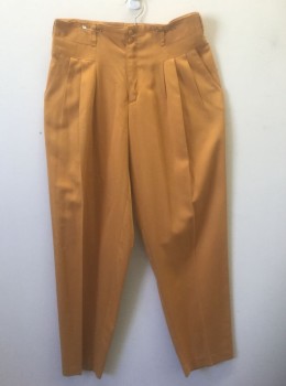 Mens, Slacks, JNCO, Pumpkin Spice Orange, Rayon, Polyester, Solid, 32/32, Dropped Waist with Double Pleats Below Pockets, Zip Fly, 3 Pockets, Full Leg Tapered Slightly at Hem,