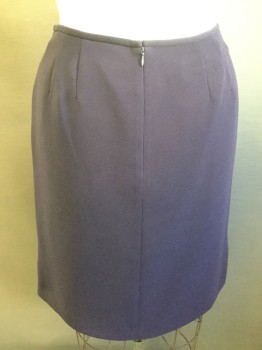 N/L, Aubergine Purple, Polyester, Solid, Side Slits on at Hem, Center Back Zipper, Narrow Waistband, Crepe