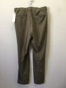 COVINGTON, Olive Green, Polyester, Heathered, Flat Front, Button Tab, Zip Fly, 4 Pockets, Belt Loops