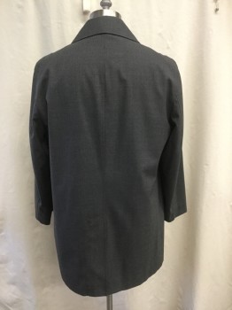 Mens, Coat, Trenchcoat, LORO PIANA, Dk Gray, Wool, Heathered, 40, Hidden Placket Zip/Button Front, Collar Attached, Long Sleeves, 2 Pockets