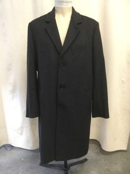 Mens, Coat, Overcoat, MICHAEL KORS, Charcoal Gray, Gray, Wool, Heathered, XL, 46, Notched Lapel, Single Breasted, 3 Buttons, 1 Chest Welt Pocket, 2 Side Entry Pockets, Back Vent, Knee Length *DOUBLE*