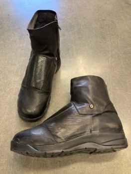 Mens, Sci-Fi/Fantasy Boots , VIBRAM, Black, Leather, Solid, 13, Ankle High, Side Zip, Side Snap Btn