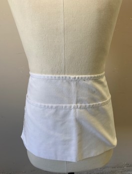 SURFAS, White, Poly/Cotton, Solid, Twill, 3 Pockets/Compartments, Self Ties at Waist, **Dirty on One Pocket