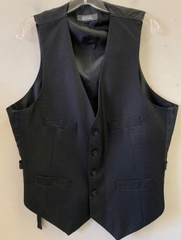 Mens, Suit, Vest, KENNETH COLE, Charcoal Gray, Polyester, Solid, 42, 5 Button, 4 Pocket