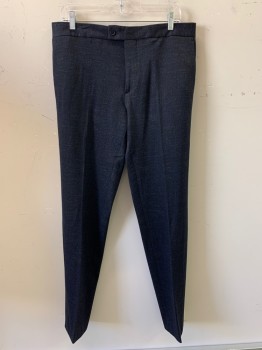 Mens, Suit, Pants, JOHN VARVATOS, Black, Navy Blue, Gray, Wool, 2 Color Weave, 33/35, F.F, Side Pockets, Zip Front,
