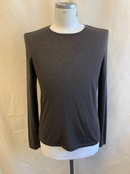 Mens, Pullover Sweater, JOHN VARVATOS, Dk Gray, Cashmere, Solid, L, Crew Neck, Long Sleeves