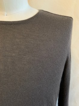 Mens, Pullover Sweater, JOHN VARVATOS, Dk Gray, Cashmere, Solid, L, Crew Neck, Long Sleeves
