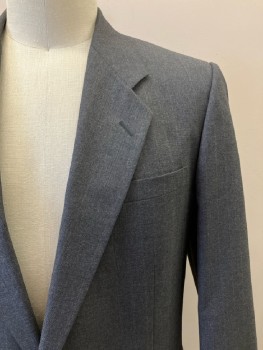 PIERRE BALMAIN, Charcoal Gray, Brown, Pinstripe, C.A., Notched Lapel, SB. 3 Pckts,