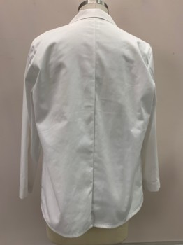 META, White, Polyester, Cotton, Solid, L/S, Button Front, Collar Attached, Notched Lapel, 3 Pockets,