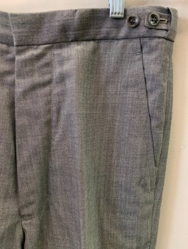 Mens, Suit, Pants, NL, Gray, Wool, Solid, 20/28, F.F, Adjustable Waist, Front Slash Pockets, Single Rear Pocket