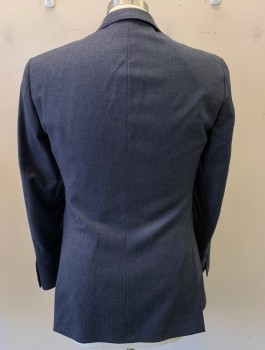 Mens, Suit, Jacket, BURBERRY, Blue-Gray, Wool, Solid, Heathered, 40R, 2 Button, Flap Pockets, 2 Vent, Pick Stitch Detail