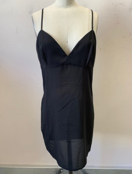 Womens, Dress, Piece 2, Black, Polyester, Solid, XS, Matching Slip, Spaghetti Straps, Sweetheart Neckline, Goes with Dress (CF073074)