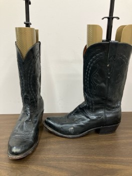 1883 LUCCHESE, Black Leather Black Stitching