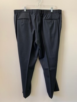 MANTONI, Charcoal Gray, Wool, Solid, F.F, Side Pockets, Zip Front, Belt Loops