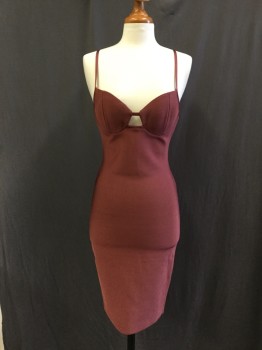 Womens, Cocktail Dress, HMS, Red Burgundy, Spandex, Color Blocking, 26w, 38b, 36h, Padded Cups, Key Hole Center Front,  Adjustable Straps, Back Zipper,