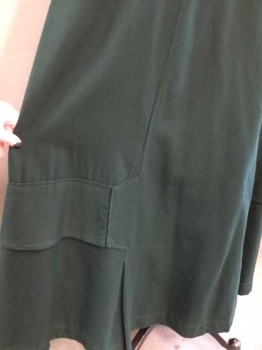 N/L, Forest Green, Black, Wool, Solid, 1/2" Wide Black Faille Waistband, Gored Panels with Horizontal Panels Near Hem, Hook&Eye Closures At Center Back, Floor Length Hem, Made To Order,