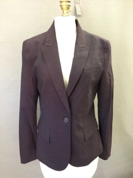 Womens, Blazer, THEORY, Dk Red, Wool, Solid, 8, Single Breasted, Collar Attached,  Peaked Lapel, 1 Button, 3 Pockets,