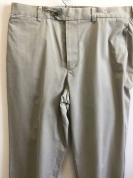 Mens, Slacks, NORDSTROM, Khaki Brown, Cotton, Polyester, Solid, 30, 34, Button Tab Waistband, Zip Front, 4 Pockets, Button