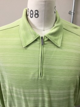 TOMMY BAHAMA, Lime Green, Polyester, Heathered, Zip Front Collar Attached