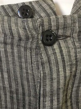 N/L, Lt Gray, Black, Cotton, Stripes - Vertical , Dotted Weave Gray/Black, with Black 1/8" Wide Vertical Stripes, Button Fly, Suspender Buttons at Inside Waist, 2 Side Pockets, Belted Back,  Made To Order Reproduction,