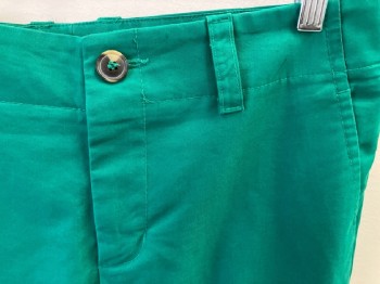 MR TURK, Emerald Green, Cotton, Polyester, Solid, Flat Front, Zip Fly, 4 Pckts, Belt Loops