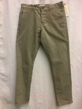 Mens, Casual Pants, ONLY & SONS, Khaki Brown, Cotton, Solid, 32, 32, Khaki