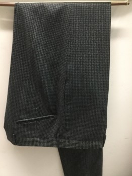 Mens, Suit, Pants, BOGLIOLI, Black, Gray, Navy Blue, Wool, Houndstooth, Open, 34/, Flat Front, Button Tab,
