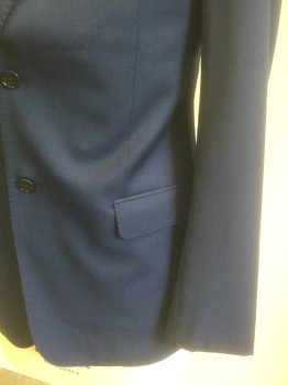 EMPORIO ARMANI, Navy Blue, Wool, Solid, 2 Color Weave, Dotted Weave, Single Breasted, Notched Lapel, 2 Buttons, 3 Pockets, Hand Picked Stitching at Lapel, Black Lining, High End