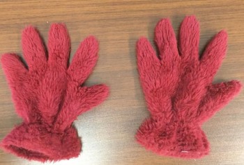Unisex, Gloves, PACEMAKERS, Dk Red, Faux Fur, O/S, RED HAWK: Gloves:  5 Fingers, Elastic Cuff