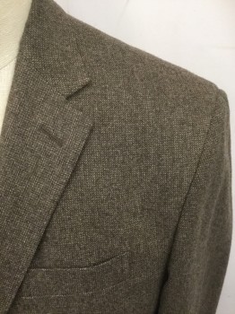 POLO RALPH LAUREN, Brown, Cream, Wool, Herringbone, Heathered, Single Breasted, Collar Attached, Notched Lapel, 3 Pockets