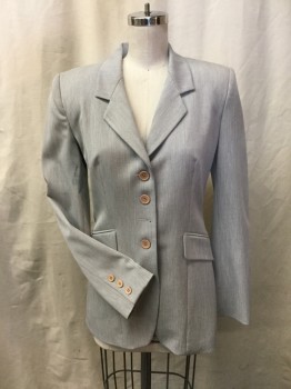 Womens, Blazer, VERTIGO, Lt Gray, Polyester, Spandex, Heathered, S, Notched Narrow Lapel, 4 Button Single Breasted ( 1 Button Missing), 2 Pockets with Flaps,