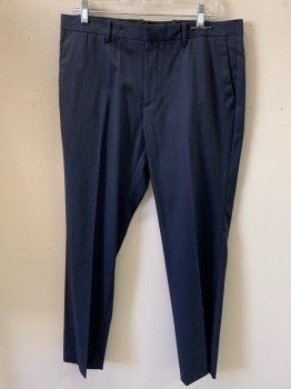 Mens, Slacks, THEORY, Navy Blue, Black, Charcoal Gray, Wool, Houndstooth, 30, 34, Side Pockets, Zip Front, Flat Front