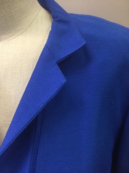 Womens, Blazer, TED BAKER, Royal Blue, Viscose, Acetate, Solid, B:34, 1, Fabric Has Raw Silk-like Appearance with Slubbed Texture, Single Breasted, Notched Lapel, 1 Blue Button with Ted Baker Logo, 2 Welt Pockets Along Seams, Lightly Padded Shoulders, Pastel Watercolor Pattern Lining