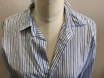 FRANK & EILEEN, White, Purple, Dk Green, Cotton, Stripes - Vertical , Long Sleeves, Button Front, Collar Attached,