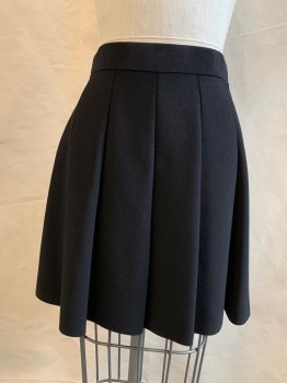 Womens, Skirt, Mini, PARKER, Black, Rayon, Nylon, Solid, XS, Horizontal Ribbed Knit, Elastic Waist, Back Zip, Ribbed to Look Like Gores *Taken in at Side Seams, Label Says Size S