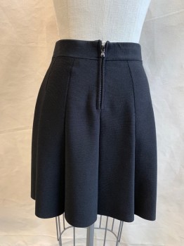 Womens, Skirt, Mini, PARKER, Black, Rayon, Nylon, Solid, XS, Horizontal Ribbed Knit, Elastic Waist, Back Zip, Ribbed to Look Like Gores *Taken in at Side Seams, Label Says Size S