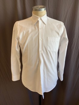 Childrens, Shirt, FLYNN O'HARA, White, Cotton, Polyester, Solid, 20, Boys- Collar Attached, Button Down, Button Front, 1 Pocket, Long Sleeves, Curved Hem