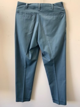 KOTZIN, Slate Blue, Polyester, Cotton, Solid, Flat Front, Zip Front, 4 Pockets, Tapered, Cuffed, Belt Loops,