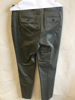 Womens, Slacks, BROOKS BROTHERS, Olive Green, Cotton, Spandex, Solid, 8, 1.5" Waistband with Belt Hoops, Flat Front, Zip Front, 4 Pockets