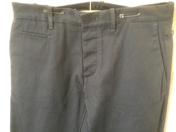 Mens, Casual Pants, JILL SANDER, Dk Gray, Cotton, Solid, 32/34, Flat Front, Twill Weave,  Mini Welt Pocket Right Side, Button Fly,