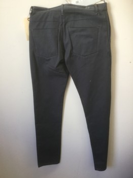 JILL SANDER, Dk Gray, Cotton, Solid, Flat Front, Twill Weave,  Mini Welt Pocket Right Side, Button Fly,